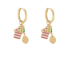 Tennis 3 Charm Dangle Hoops
